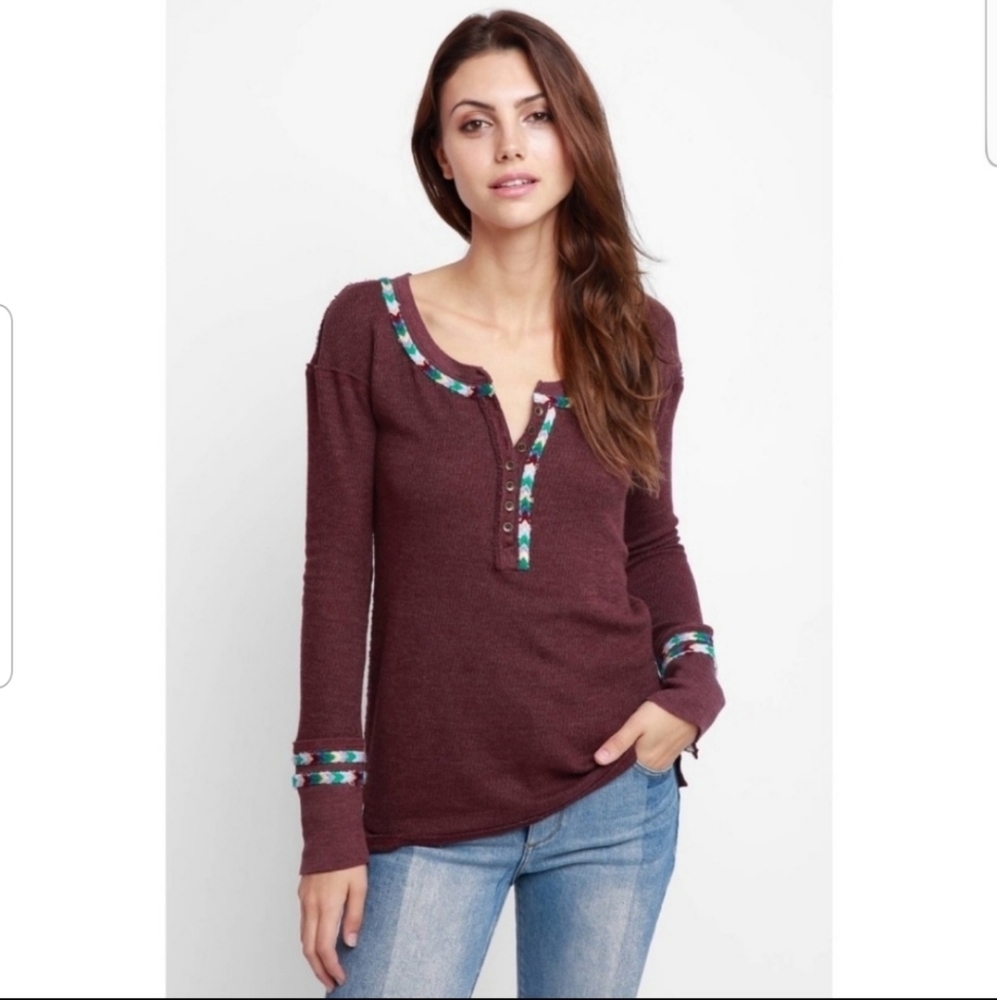 Free People Rainbow Thermal Tee